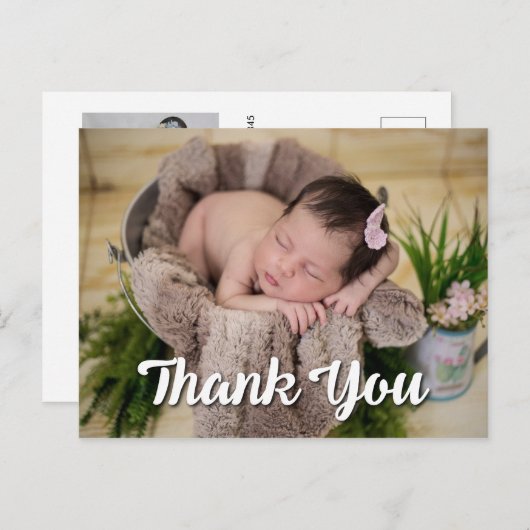 Carte Postale Merci simple 2 Photos Faire-part de naissance (Devant / Derrière)