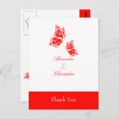 Carte Postale Merci simple à papillon rouge (Devant / Derrière)