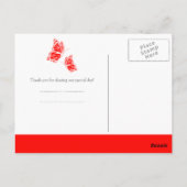 Carte Postale Merci simple à papillon rouge (Dos)