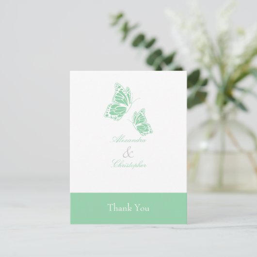 Carte Postale Merci simple à papillon vert (Debout devant)