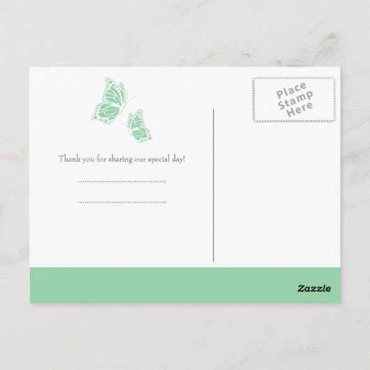 Carte Postale Merci simple à papillon vert (Dos)