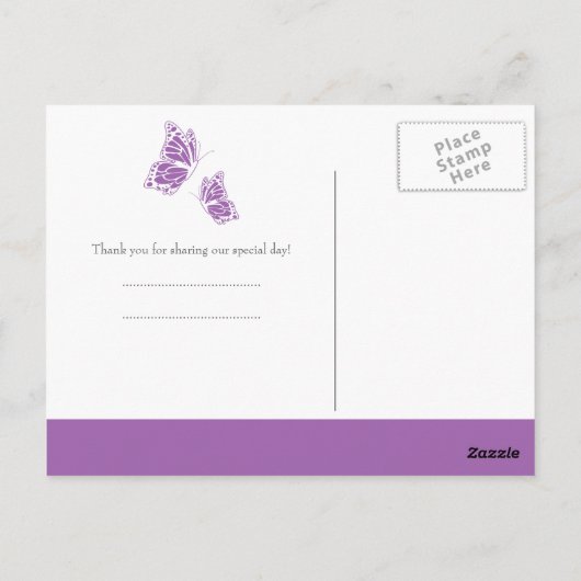 Carte Postale Merci simple à papillon violet (Dos)