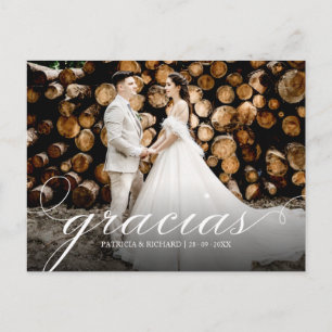 Carte Postale Merci Simple Élégant Mariage Remerciement Photo
