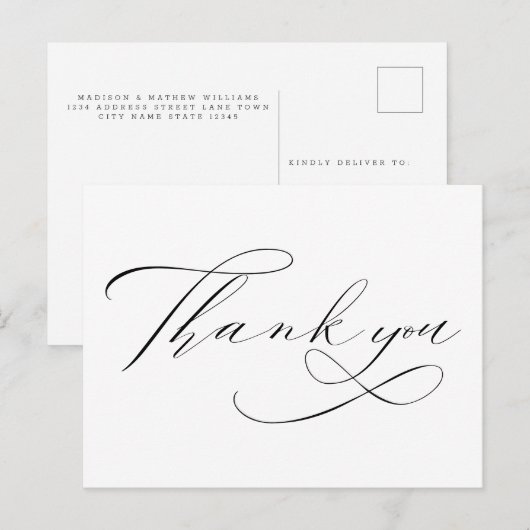 Carte Postale Merci Simple Élégant Moderne Calligraphie Script (Devant / Derrière)