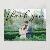 Carte Postale Merci simple élégant Script Chic Mariage Photo (Devant)