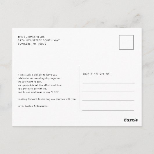 Carte Postale Merci simple Mariage photo (Dos)