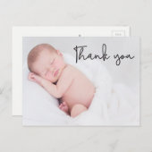 Carte Postale Merci simple moderne bébé photo Baptême (Devant / Derrière)