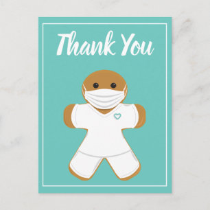 Carte Postale Merci Soins de santé Blancs Écrubs Gingerbread Hom