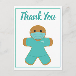 Carte Postale Merci Soins de santé Infirmière Docteur Gingerbrea