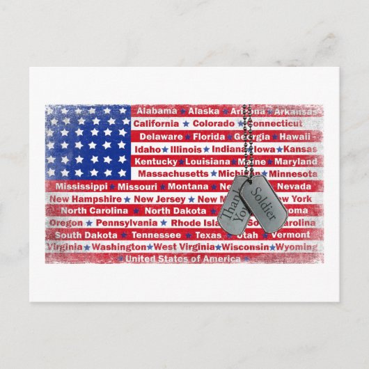 Carte Postale Merci Soldier Chien Tags (Devant)