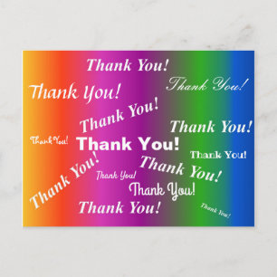 Carte Postale Merci ! sur dégradé d'arc-en-ciel