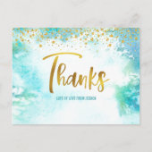 Carte Postale Merci Sweet 16 Aquarelle Bleue Or Anniversaire (Devant)