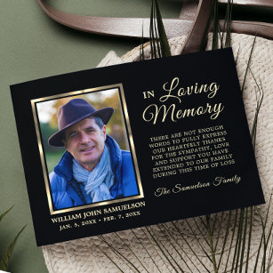 Carte Postale Merci Sympathy Funeral Memorial Gold PHOTO