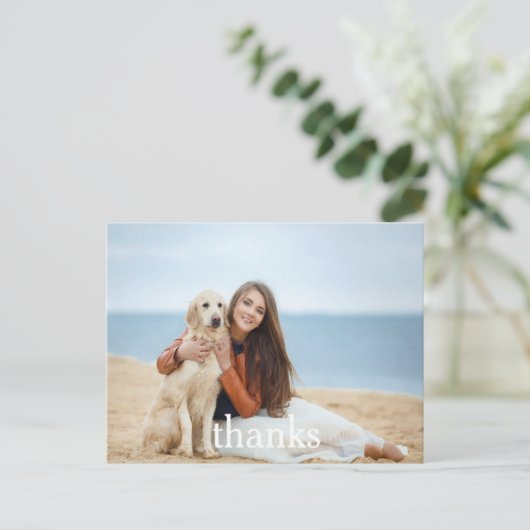 Carte postale Merci | Texte blanc (Debout devant)