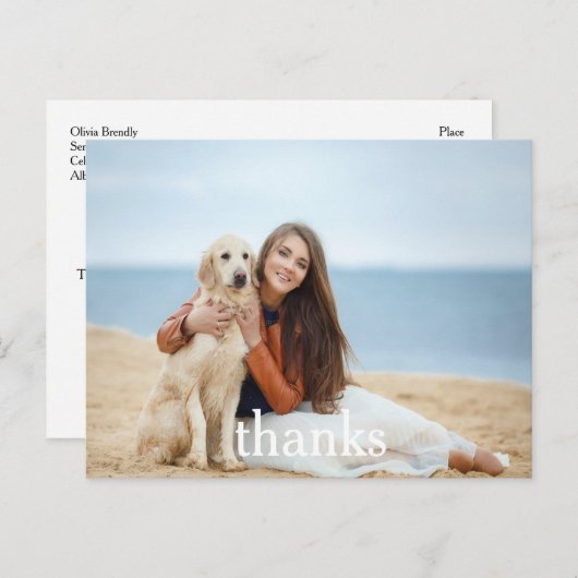 Carte postale Merci | Texte blanc (Devant / Derrière)