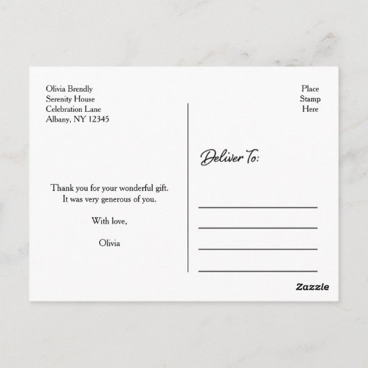 Carte postale Merci | Texte blanc (Dos)