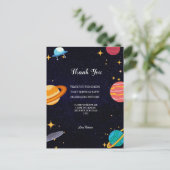 Carte Postale Merci thèmes d'espace de fête d'anniversaire (Debout devant)