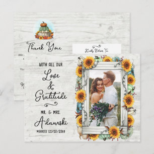 Carte Postale Merci Tournesol Citrouille Automne Ferme Photo Per