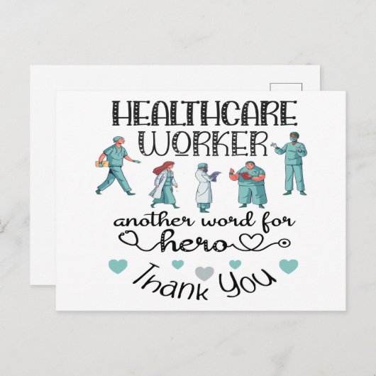 Carte Postale Merci Travailleur de la Santé Héros (Devant / Derrière)