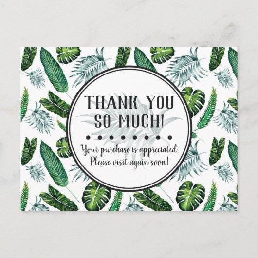Carte Postale Merci Tropical Foliage Palm Feuilles et verdure (Devant)