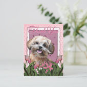 Carte Postale Merci - Tulipes roses - ShihPoo - Maggie (Debout devant)