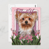 Carte Postale Merci - Tulipes roses - Yorkshire Terrier (Devant / Derrière)
