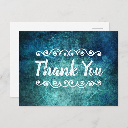 Carte Postale Merci turquoise bleu aquarelle (Devant / Derrière)