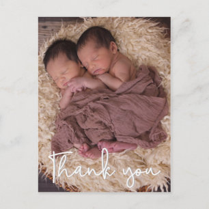 Carte Postale Merci Twin Faire-part de naissance vertical
