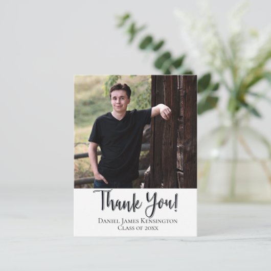 Carte Postale Merci Typographie Script Remise de diplômes (Debout devant)