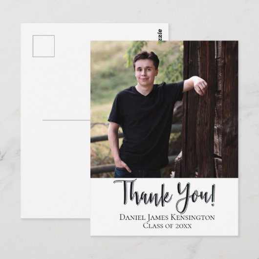 Carte Postale Merci Typographie Script Remise de diplômes (Devant / Derrière)