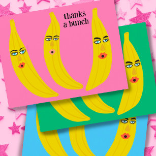 Carte Postale MERCI UN BUNCH Funny Bananes Merci mignonne