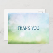 Carte Postale Merci vert bokeh bleu (Devant / Derrière)