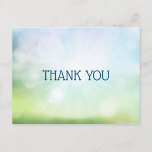 Carte Postale Merci vert bokeh bleu