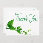 Carte Postale Merci Vert Et Feuille Blanche (Devant / Derrière)