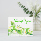 Carte Postale Merci vert floral Blancs marguerites Fleurs (Debout devant)