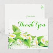Carte Postale Merci vert floral Blancs marguerites Fleurs (Devant / Derrière)