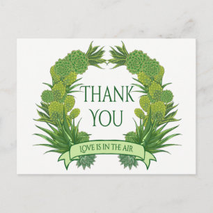 Carte Postale Merci vert Succulent Cactus Mariage sud-ouest