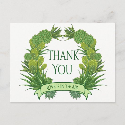 Carte Postale Merci vert Succulent Cactus Mariage sud-ouest (Devant)