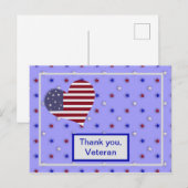 Carte Postale "Merci, Vétéran" Cœur Rouge Blanc et Bleu (Devant / Derrière)