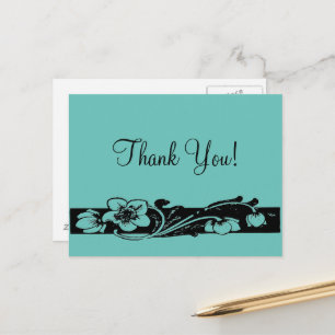 Carte Postale Merci vintage de frontière florale Art déco