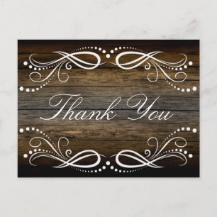 Carte Postale Merci vintage floral blanc de brun rustique en