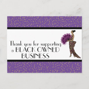 Carte Postale Merci violet Glam Support Black Business