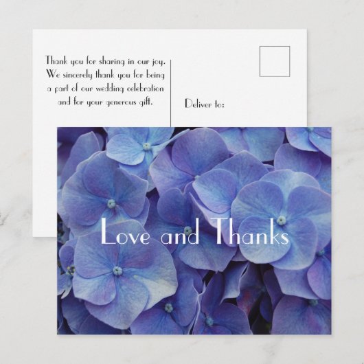 Carte postale Merci violet Hydrangea (Devant / Derrière)