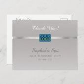 Carte Postale Merci, Votre Bus Logo. Info Nom Argent Et Blanc (Devant / Derrière)