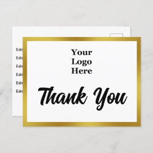 Carte Postale Merci Votre Logo Ici Black White Gold Business
