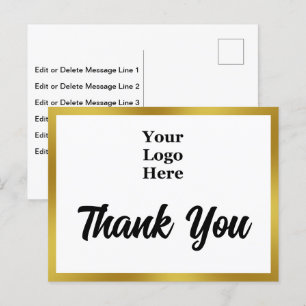 Carte Postale Merci Votre Logo Ici Noir Blanc Or Entreprise
