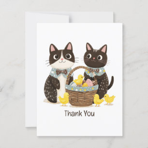 Carte Postale Merci Vous Chats de Pâques Panier de Pâques Poussi