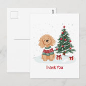 Carte Postale Merci Vous Noël Goldendoodle Chien (Devant / Derrière)