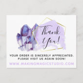 Carte Postale Merci Watercolor Crystals & Gold Geometry (Devant)