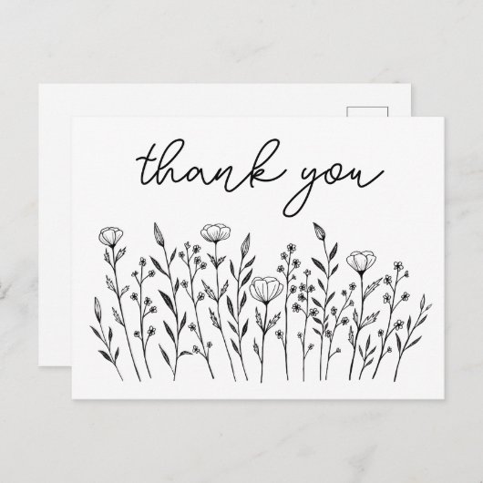 Carte Postale MERCI Wildflowers Simple Custom (Devant / Derrière)